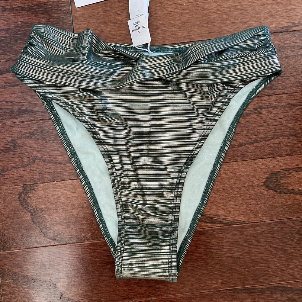 Cupshe Metallic Green and Gold Ruched Bikini